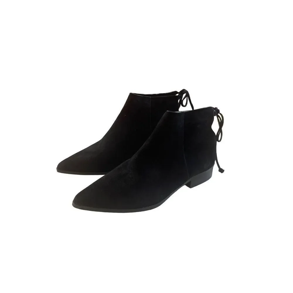 Splendid Womens Black Niva Lace Pointed Toe Low Heels Ankle Boot Shoes Size 6.5 - Picture 3 of 5
